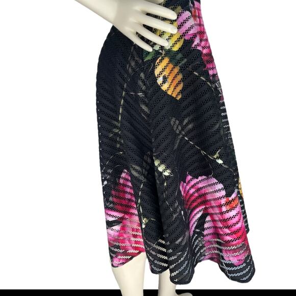 Ted Baker Orella Skirt Black Ribbon Floral Print Size 1 (or US size 4) - Picture 4 of 9